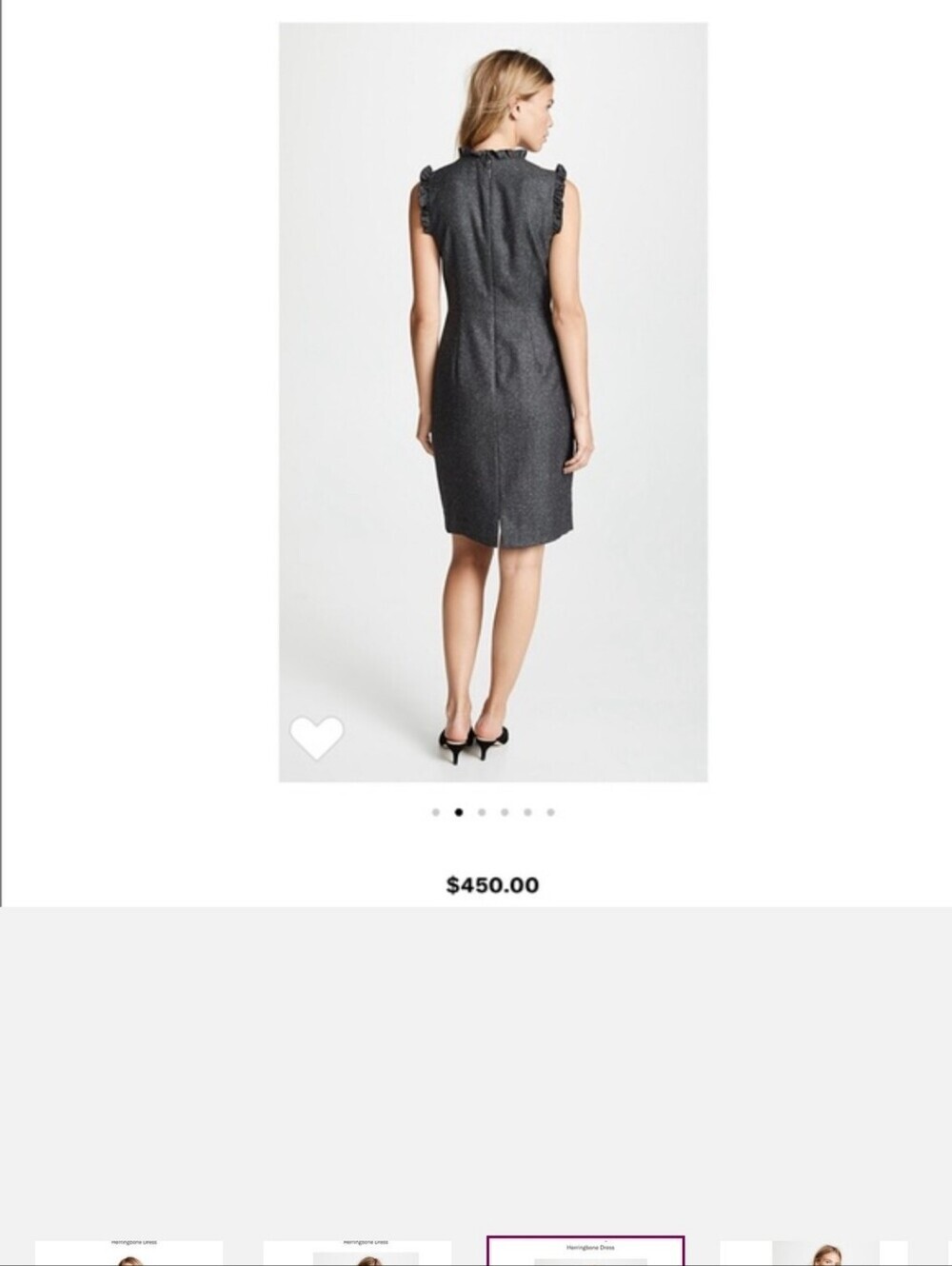 Rebecca Taylor Grey Herringbone Ruffle Sheath Dress - Picture 3 of 10